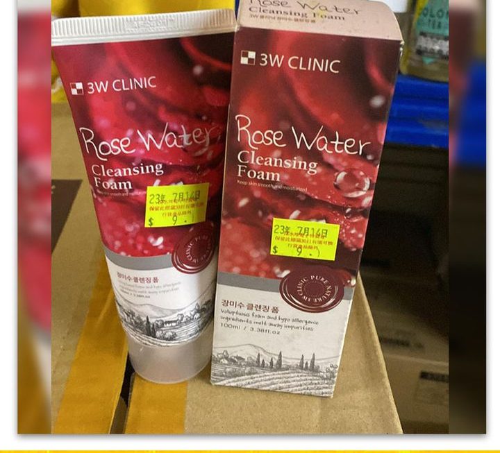 3W CLINIC玫瑰水潔面乳~$9/支