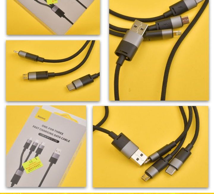 baseus三合一數據充電線~$29