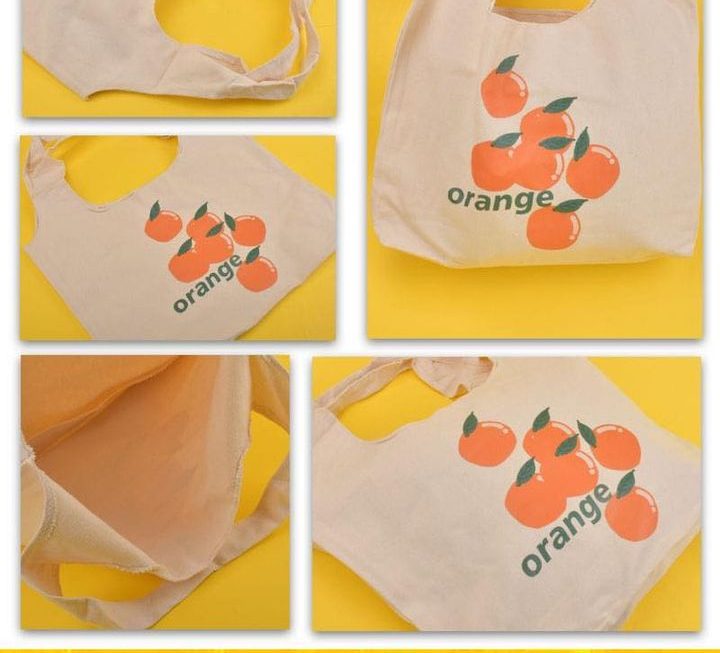 orange帆布手提購物袋~$5