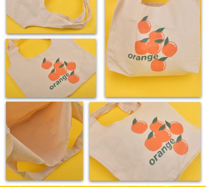 orange帆布手提購物袋~$5