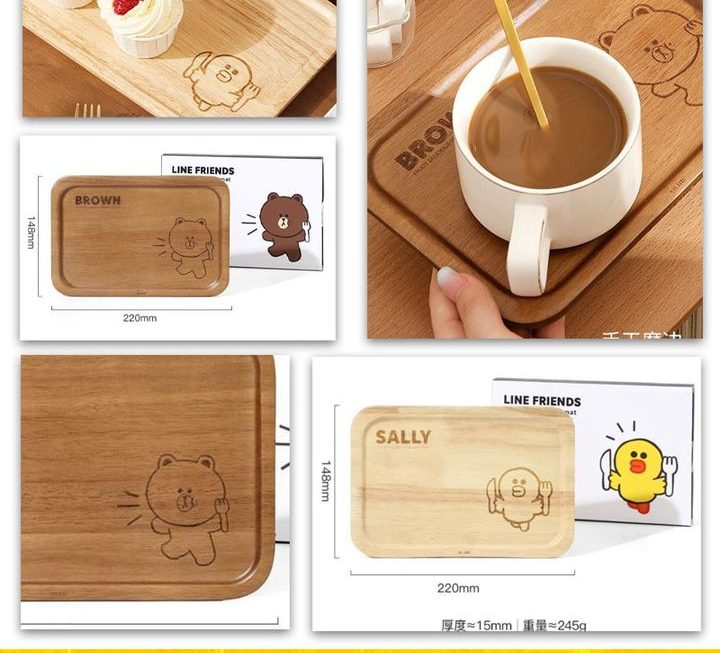 LINE FRIENDS卡通木質餐盤~$29(小)，$39(大)