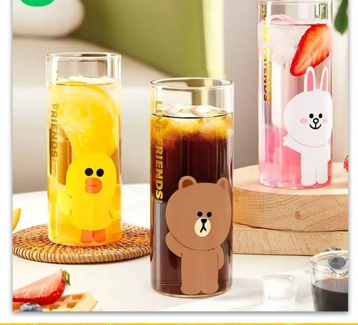 Line & friends主題玻璃水杯~$29/隻