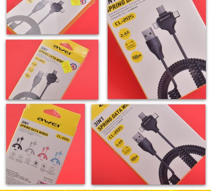 awei.CL-205 3合1 USB充電數據線 ~$19
