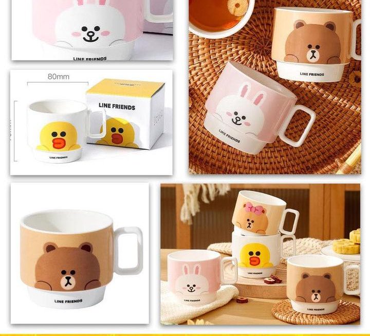 Line friends主題陶瓷水杯 ~$29/款