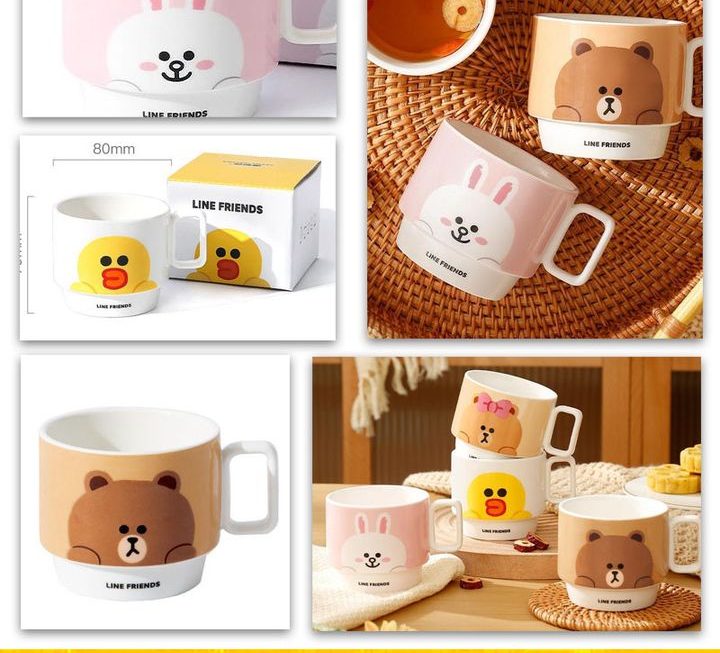 Line friends主題陶瓷水杯 ~$29/款