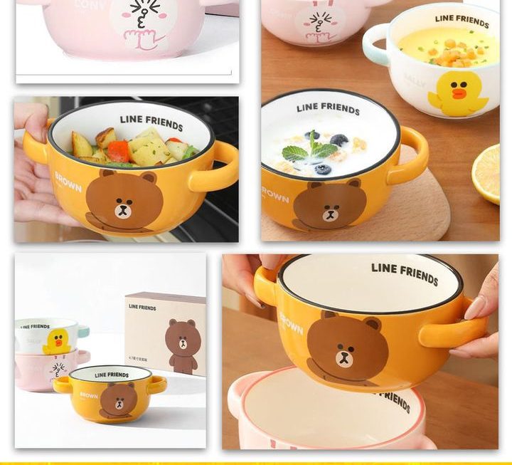 LINE FRIENDS主題雙耳陶瓷碗~$29/款
