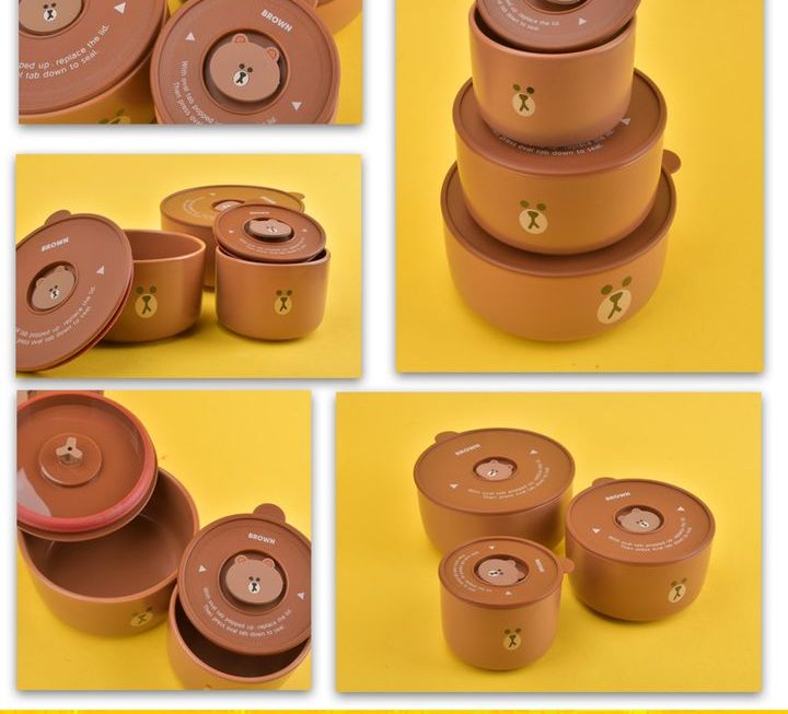 Line friends brown 陶瓷保鮮碗套裝~$79