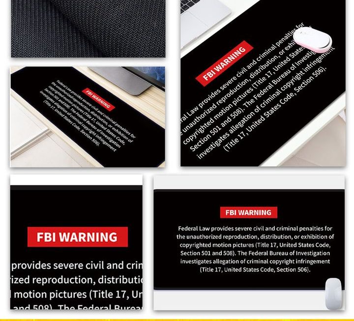 超大「FBI WARNING」滑鼠墊~$19🤡