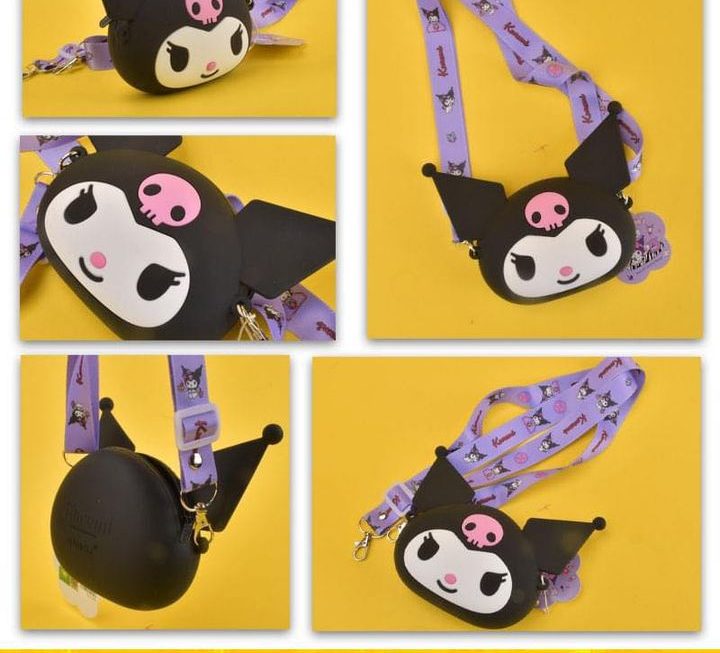 sanrio Kuromi主題矽膠斜孭袋~$29 （細版)