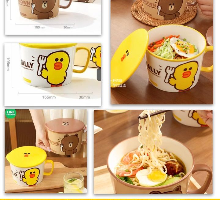 LINE FRIENDS 主題帶蓋款泡麵碗 ~$45/款