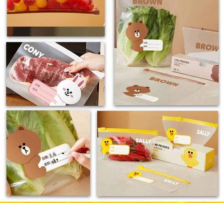 LINE FRIENDS食物保鮮密實袋 $15(中)，$15(大)
