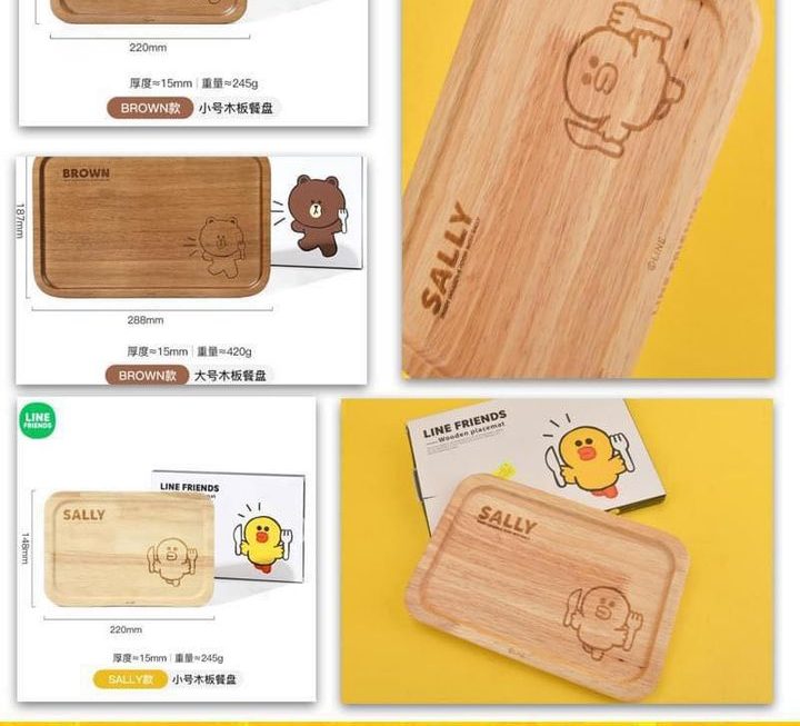 LINE FRIENDS卡通木質餐盤~$29(小)，$39(大)