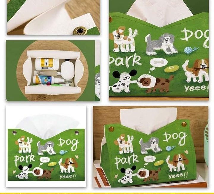 Dog圖案PU皮革紙巾盒 ~$5【特價】