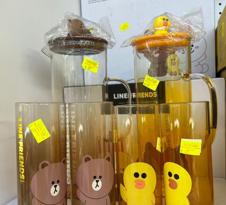 Line friends玻璃水壺連水杯套裝最後幾套特價$69