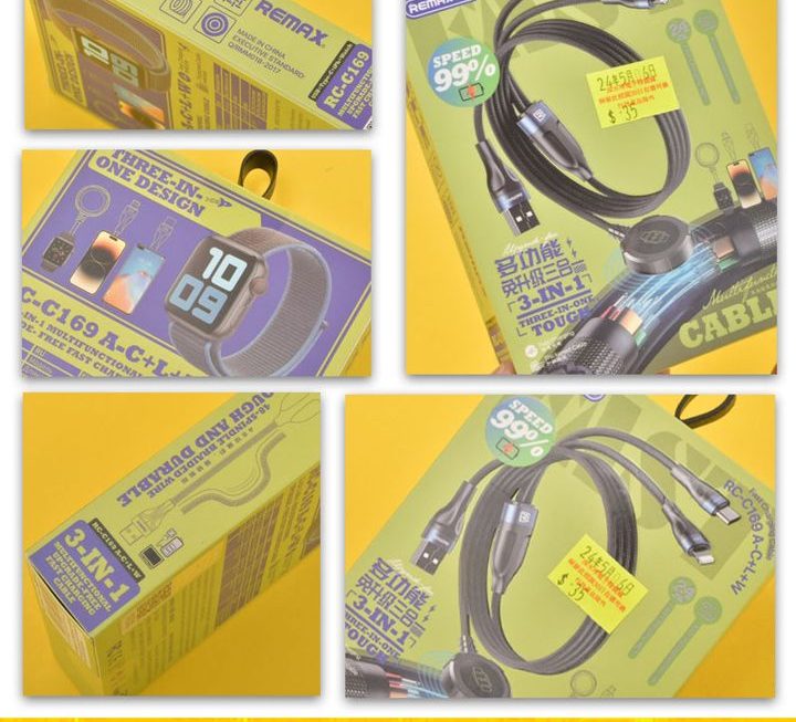 Remax.RC-C169三合一數據充電線~$35