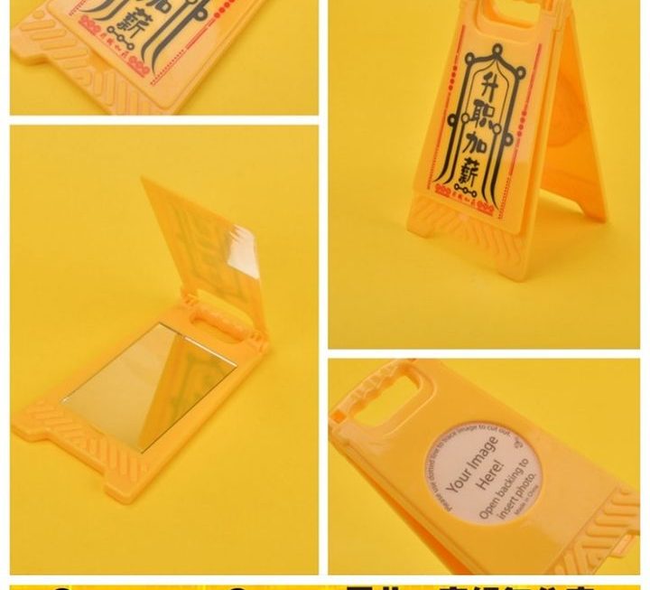迷你警示牌化妝鏡~$9/款