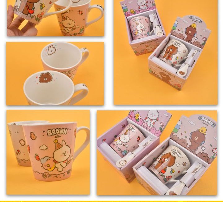 Line friends陶瓷水杯套裝~$49