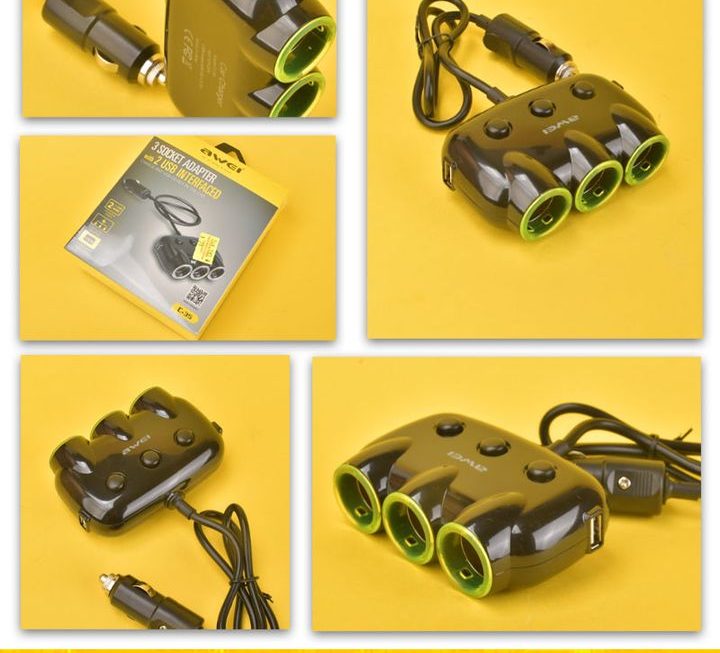 awei.C-35汽車一出三充電器 ~$29