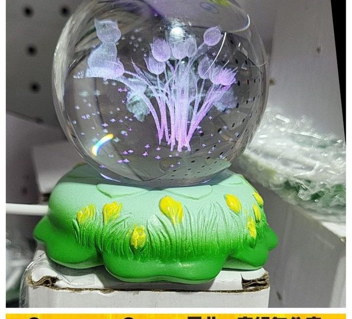 花花水晶球夜燈~$19