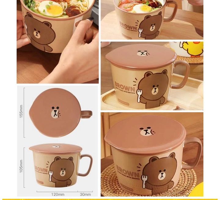 LINE FRIENDS – Brown 陶瓷大碗連蓋~$55/隻