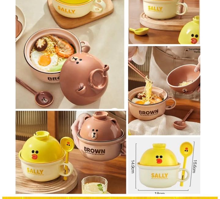 LINE FRIENDS  陶瓷小鍋連匙羹~$69/隻