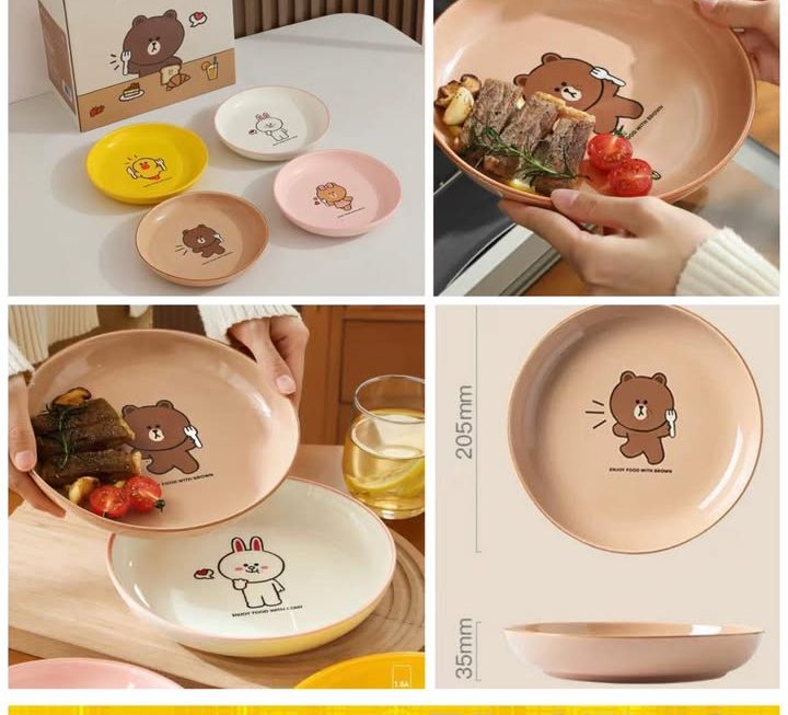 LINE FRIENDS 角色陶瓷碟套裝~$79/套（4隻碟）