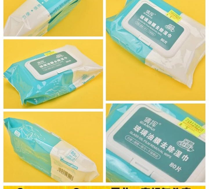 玻璃油膜去除濕紙巾~$5