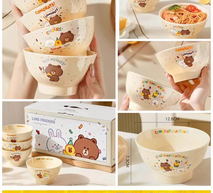 LINE FRIENDS 角色陶瓷碗套裝~$69/套（4隻碗）