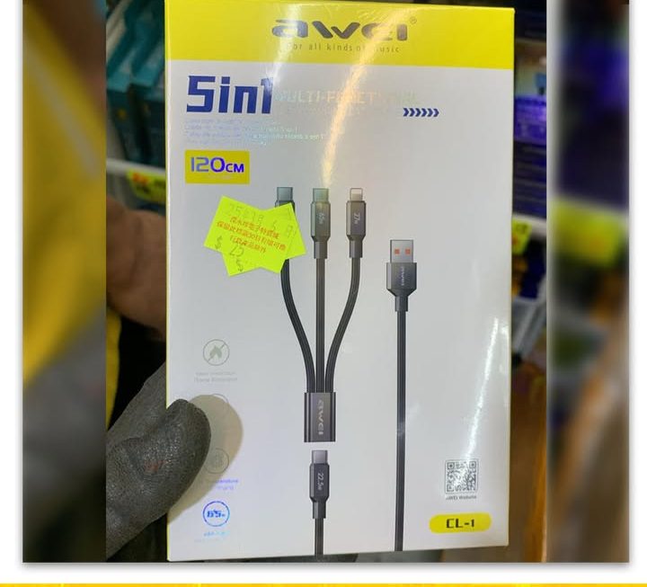 awei CL-1五合一數據充電線~$25