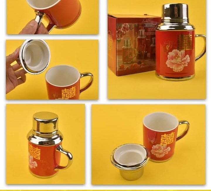 復古紅雙喜手壺杯~$25