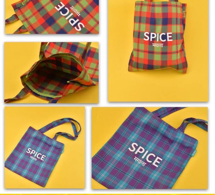 Spice 格仔圖案環保袋~$5