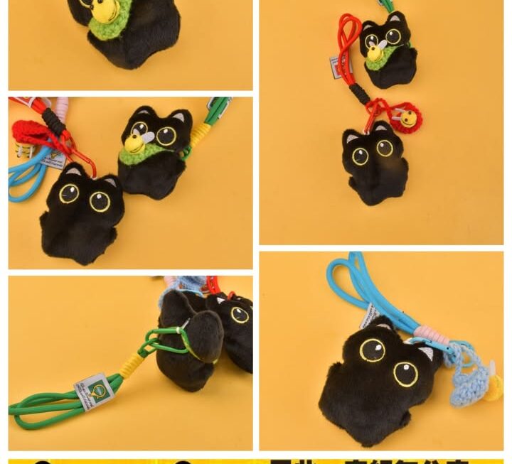 毛絨黑貓鎖匙扣掛飾~$9/款